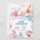 Rosa Mädchen-Bogen-Basketball-Pool-Party-Geburtsta Einladung (Vorderseite)