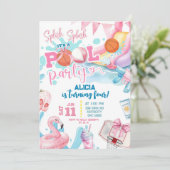 Rosa Mädchen-Bogen-Basketball-Pool-Party-Geburtsta Einladung (Stehend Vorderseite)