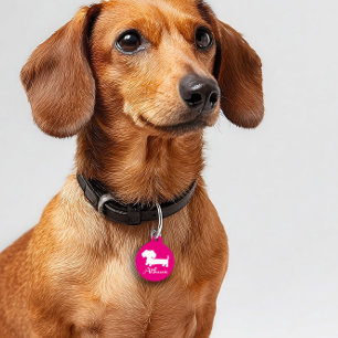 Rosa Mädchen-Dackel Identifikations-Hundeplakette Haustiermarke