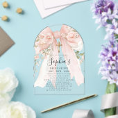 Rosa Mädchen-Dedikationsbogen mit rosa Schleife Acryleinladungen (Insitu (Hochzeit))
