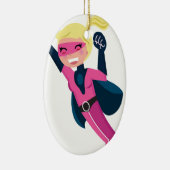 Rosa Mädchen des Superhelden Keramik Ornament (Rechts)