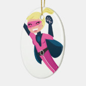 Rosa Mädchen des Superhelden Keramik Ornament (Links)