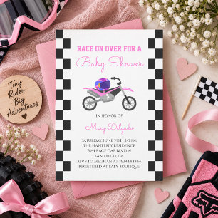 Rosa Mädchen Dirt Bike Baby Shower Einladung