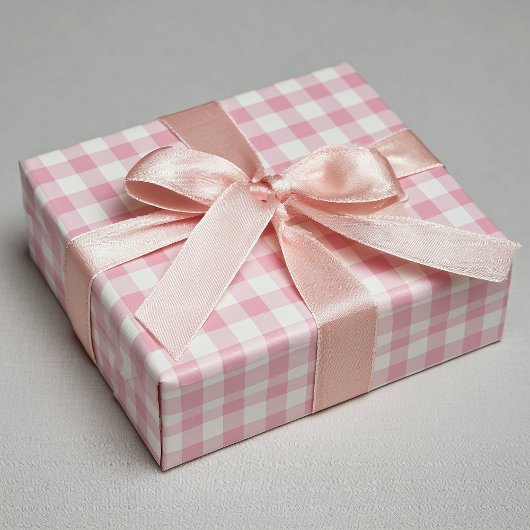 Rosa Mädchen-Gingham Geschenkpapier