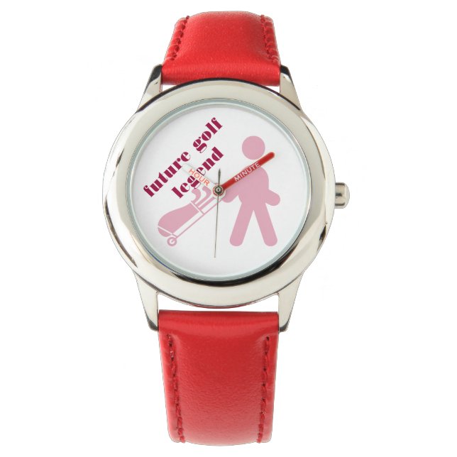 Rosa Mädchen golfer Bild Uhr. Armbanduhr (Vorderseite)