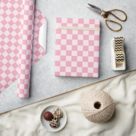 Rosa Mädchen Karo Schachbrett Kariert Retro Geschenkpapier