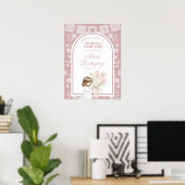 Rosa Mädchen kniet Primera Comunion Poster (Heimbüro)