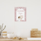 Rosa Mädchen kniet Primera Comunion Poster (Küche)
