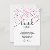 Rosa, Mädchen, Konfetti, danke Karte (Vorderseite)