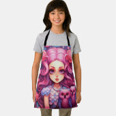 Rosa Mädchen mit zwei Eulen Schürze (Insitu)