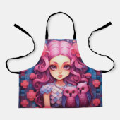 Rosa Mädchen mit zwei Eulen Schürze (Vorderseite)