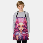 Rosa Mädchen mit zwei Eulen Schürze (Getragen)