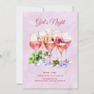 Rosa Mädchen Nacht Wein Einladung