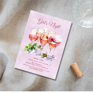 Rosa Mädchen Nacht Wein Einladung