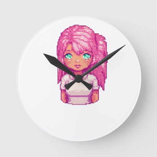 Rosa Mädchen Runde Wanduhr (Vorderseite)
