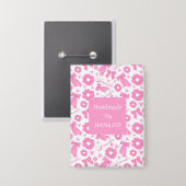 Rosa Mädchen-Schals-Muster Süßes Haar-Accessoire Button (Vorderseite/Rückseite)