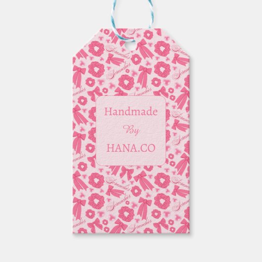 Rosa Mädchen-Schals-Muster Süßes Haar-Accessoire Geschenkanhänger (Vorderseite)