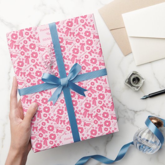 Rosa Mädchen-Schals-Muster Süßes Haar-Accessoire Geschenkpapier (Schenken)