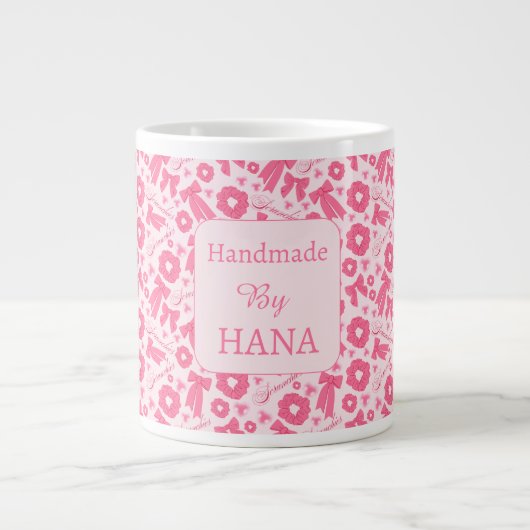 Rosa Mädchen-Schals-Muster Süßes Haar-Accessoire  Jumbo-Tasse (Vorderseite)
