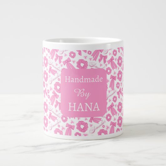 Rosa Mädchen-Schals-Muster Süßes Haar-Accessoire Jumbo-Tasse (Vorderseite)