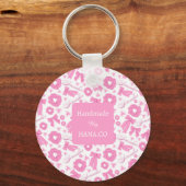 Rosa Mädchen-Schals-Muster Süßes Haar-Accessoire Schlüsselanhänger (Vorderseite)