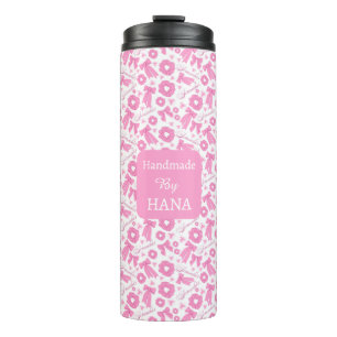 Rosa Mädchen-Schals-Muster Süßes Haar-Accessoire Thermosbecher