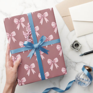 Rosa Mädchen Schleifen Geschenkpapier