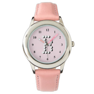 Rosa Mädchen sehen personalisierter Buchstabe B Armbanduhr