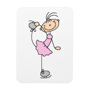 Rosa Mädchen-Stockfigur-Eisläuferin Magnet