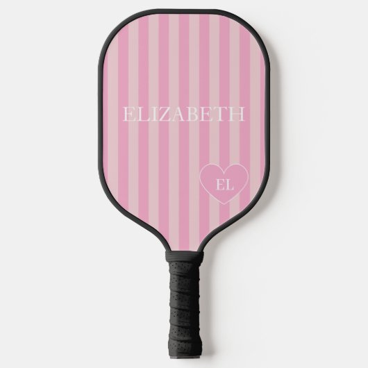 Rosa Mädchen-Streifen-Name und Initiale Pickleball Schläger (Vorderseite)