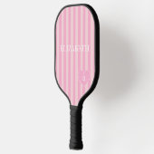 Rosa Mädchen-Streifen-Name und Initiale Pickleball Schläger (Links)