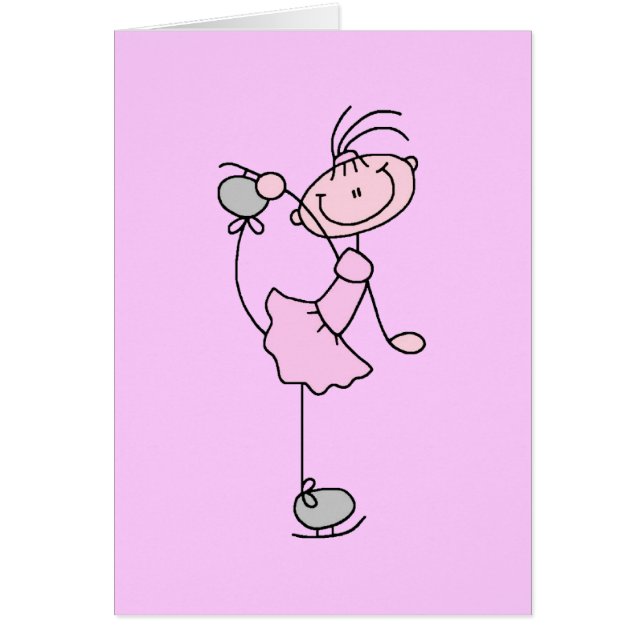Rosa Mädchen-Strichmännchen-Eis-Skater (Vorne)