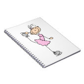 Rosa Mädchen-Strichmännchen-Eis-Skater Notizblock (Rechte Seite)