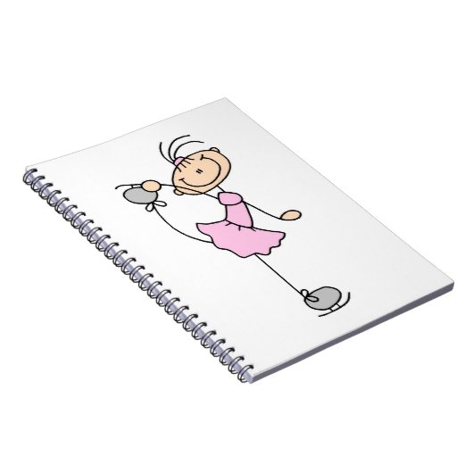 Rosa Mädchen-Strichmännchen-Eis-Skater Notizblock (Rechte Seite)