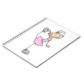 Rosa Mädchen-Strichmännchen-Eis-Skater Notizblock (Linke Seite)