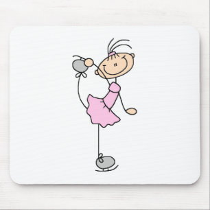 Rosa Mädchen-Strichmännchen-Eiskunstläuferin Mousepad