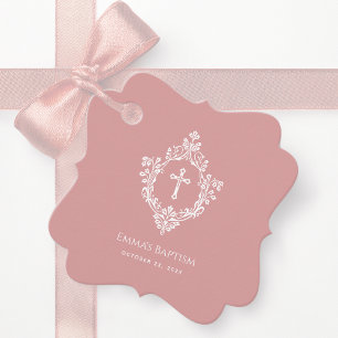 Rosa Mädchen-Taufe Staubiges Rosa Elegantes Kreuz  Geschenkanhänger