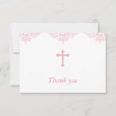 Rosa Mädchen-Taufe/Taufe danken Ihnen Dankeskarte (Vorderseite)