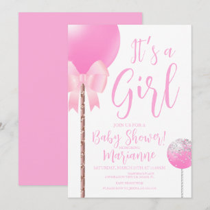 Rosa Mädchen-Torte Pop-Band Baby Shower    Einladung