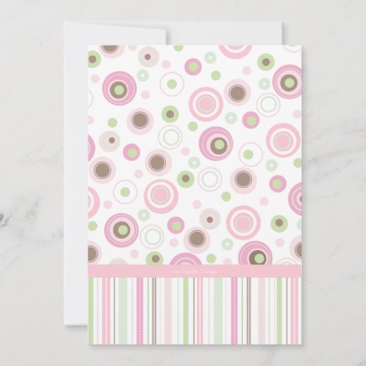 Rosa Mädchen-Tupfen-Taufe Browns süße Einladung (Rückseite)