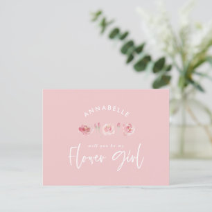 Rosa Mädchen-Wasserfarbe floral chic Blumenmädchen Einladungspostkarte