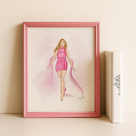 rosa, mädchenhaft, Modekizze, Poster