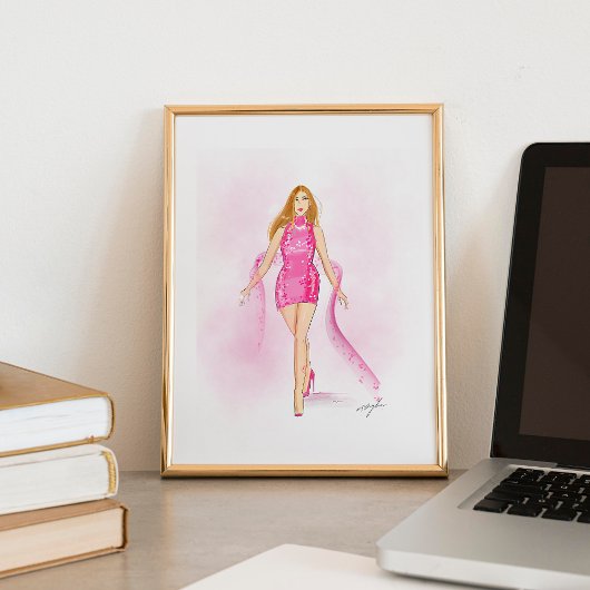 rosa, mädchenhaft, Modekizze, Poster