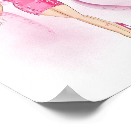 rosa, mädchenhaft, Modekizze, Poster (Ecke)