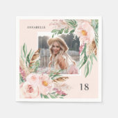 Rosa Mädchenhaft moderne elegante Boho-Blumen-Foto Serviette (Vorderseite)