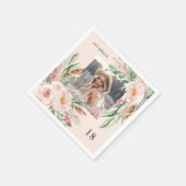 Rosa Mädchenhaft moderne elegante Boho-Blumen-Foto Serviette (Ecke)