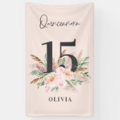 Rosa mädchenhafte Aquarellblüte Eleganter Geburtst Banner (Vertikal)