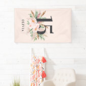 Rosa mädchenhafte Aquarellblüte Eleganter Geburtst Banner (Insitu)