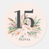 Rosa mädchenhafte Aquarellblüte Eleganter Geburtst Runder Aufkleber (Vorderseite)