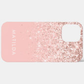 Rosa mädchenhafte moderne, einfache Glitzer femini Case-Mate iPhone Hülle (Hinten (horizontal))
